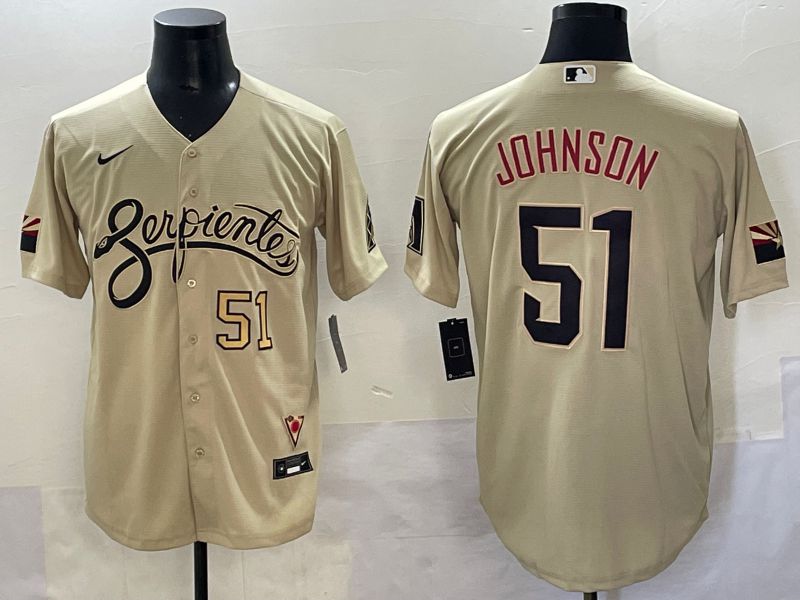 Men 2025 Arizona Diamondback #51 Johnson Cream City Edition Nike MLB Jersey style 3